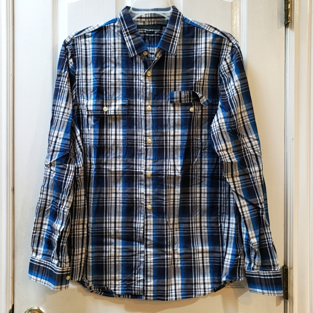 Perry Ellis Men Plaid Button-down Shirt NWOT